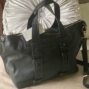 NWT Steve Madden Black Pebbled Leather Satchel